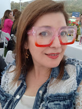 Cargar imagen en el visor de la galería, Oversize cuadrado rosa Naranja- Lentes con o sin aumento O-19
