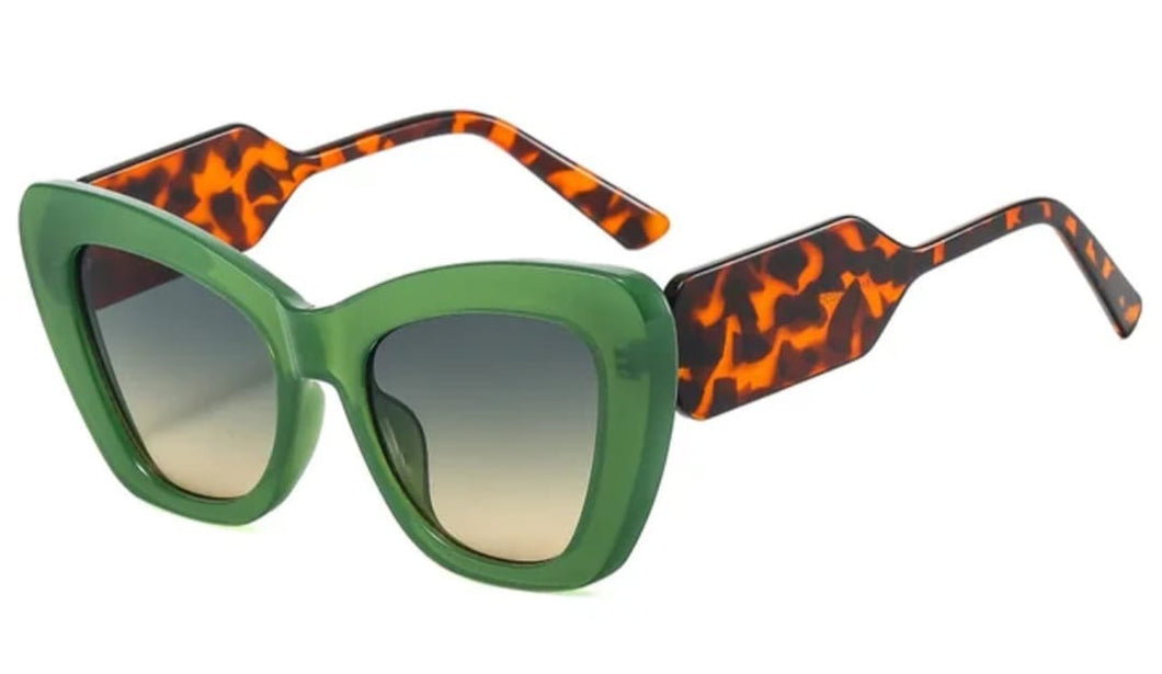 Olive - lentes de sol Cat Eye UV Verde animal print