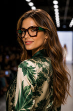 Cargar imagen en el visor de la galería, Oversize cuadrado carey/verde- Lentes con o sin aumento MM06-A
