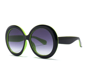 Sofia - lentes de sol UV Oversize redondos negro con verde neón