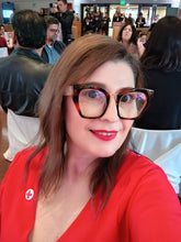 Cargar imagen en el visor de la galería, Oversize Cat Eye - Lentes con aumento Carey con melón O-7
