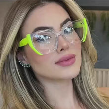 Cargar y reproducir el video en el visor de la galería, Neo- Oversized cuadrado Amarillo Neón- Lentes con o sin aumento
