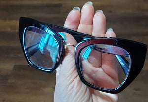 Oversize Cat Eye - Lentes con aumento Negros O-6