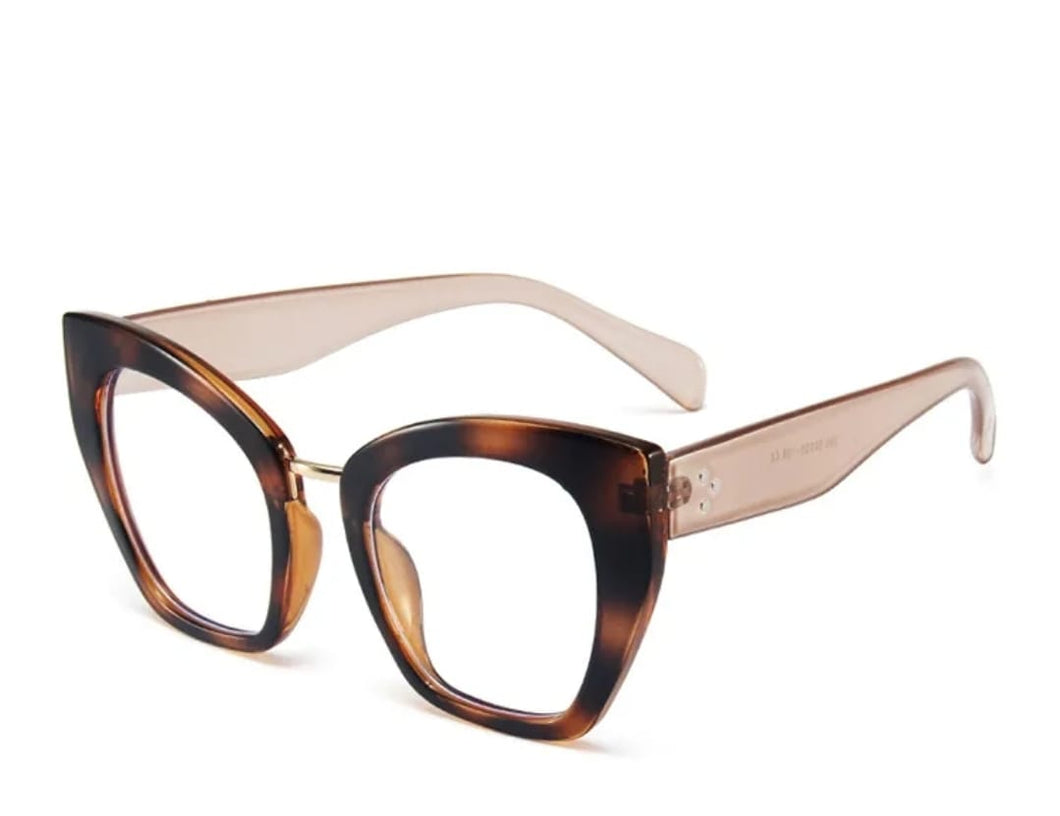 Oversize Cat Eye - Lentes con aumento Carey con melón O-7