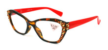 Cargar imagen en el visor de la galería, Jane SWAROVSKI Ojo de gato - Lentes lectura Rojo Cafe Tortoise
