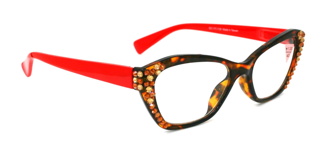 Jane SWAROVSKI Ojo de gato - Lentes lectura Rojo Cafe Tortoise